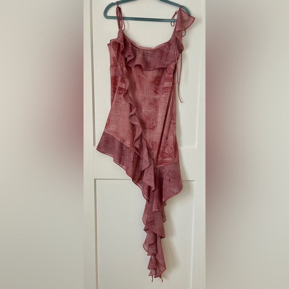House of CB - LYRAH PINK PRINT RUFFLE MINI DRESS